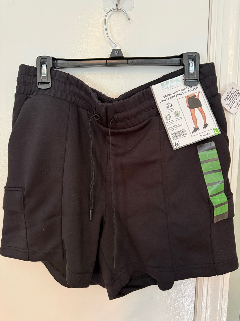 RBX Black Double-Knit Drawstring Athletic Shorts